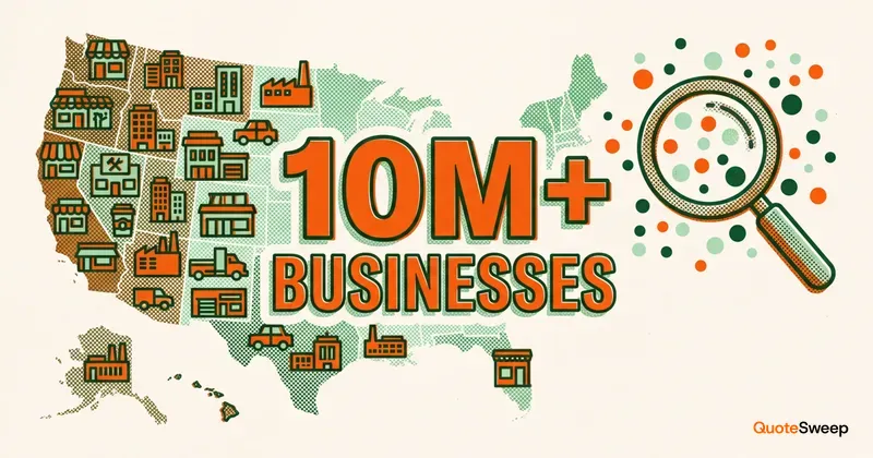 10 million businesses database search illustration for commercial insurance prospecting