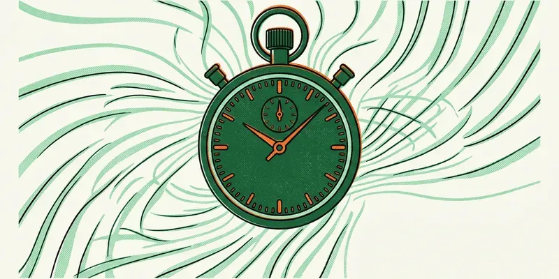 Risograph illustration of a stopwatch representing increased workflow capacity and efficiency